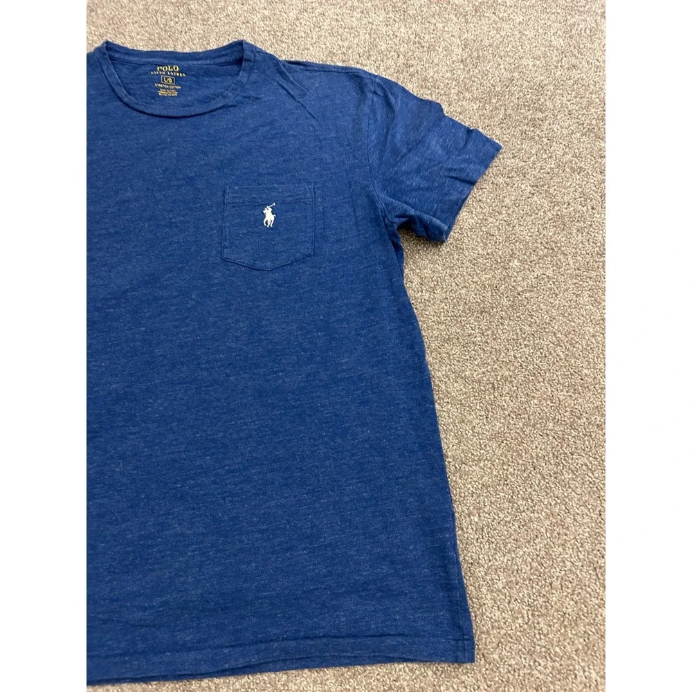 Polo Ralph Lauren Pocket T-Shirt Mens Large Blue Excellent Stretch Cotton Tee